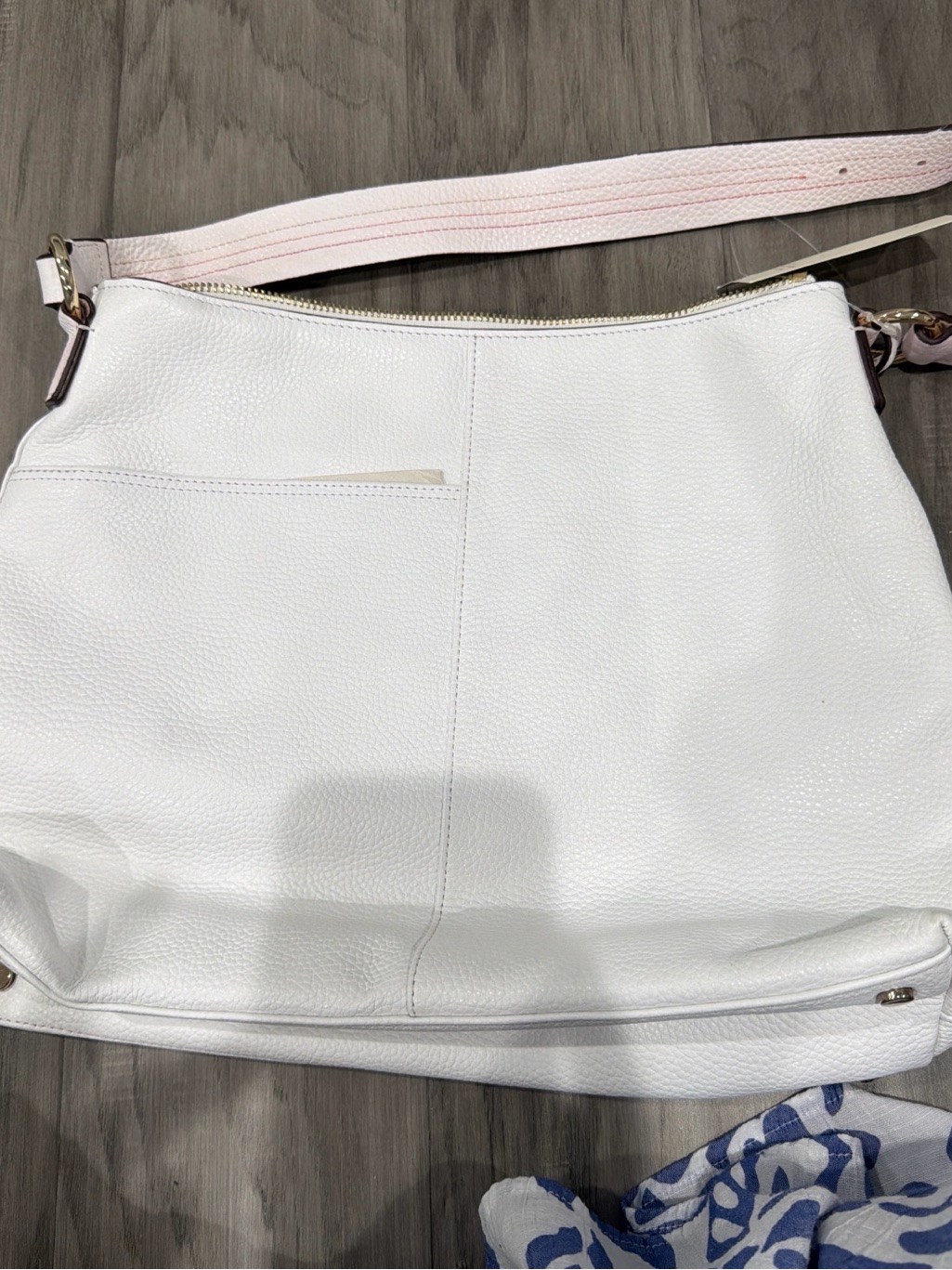 Radley London White Leather Tote With Pale Pink Strap
